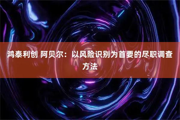 鸿泰利创 阿贝尔：以风险识别为首要的尽职调查方法